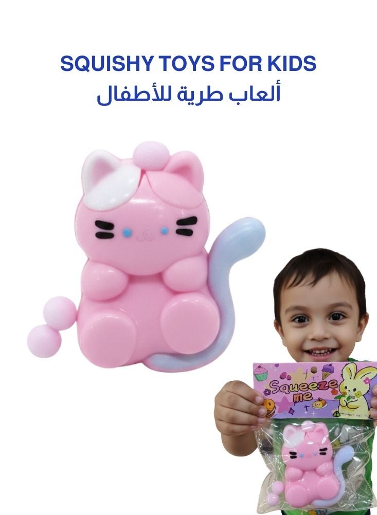 بريميم مجسم قطة وردية صغيرة رائعة مع فيونكة - لعبة قطة كرتونية لطيفة لهواة الجمع، وزينة مكتبية، وهدايا - Image 1